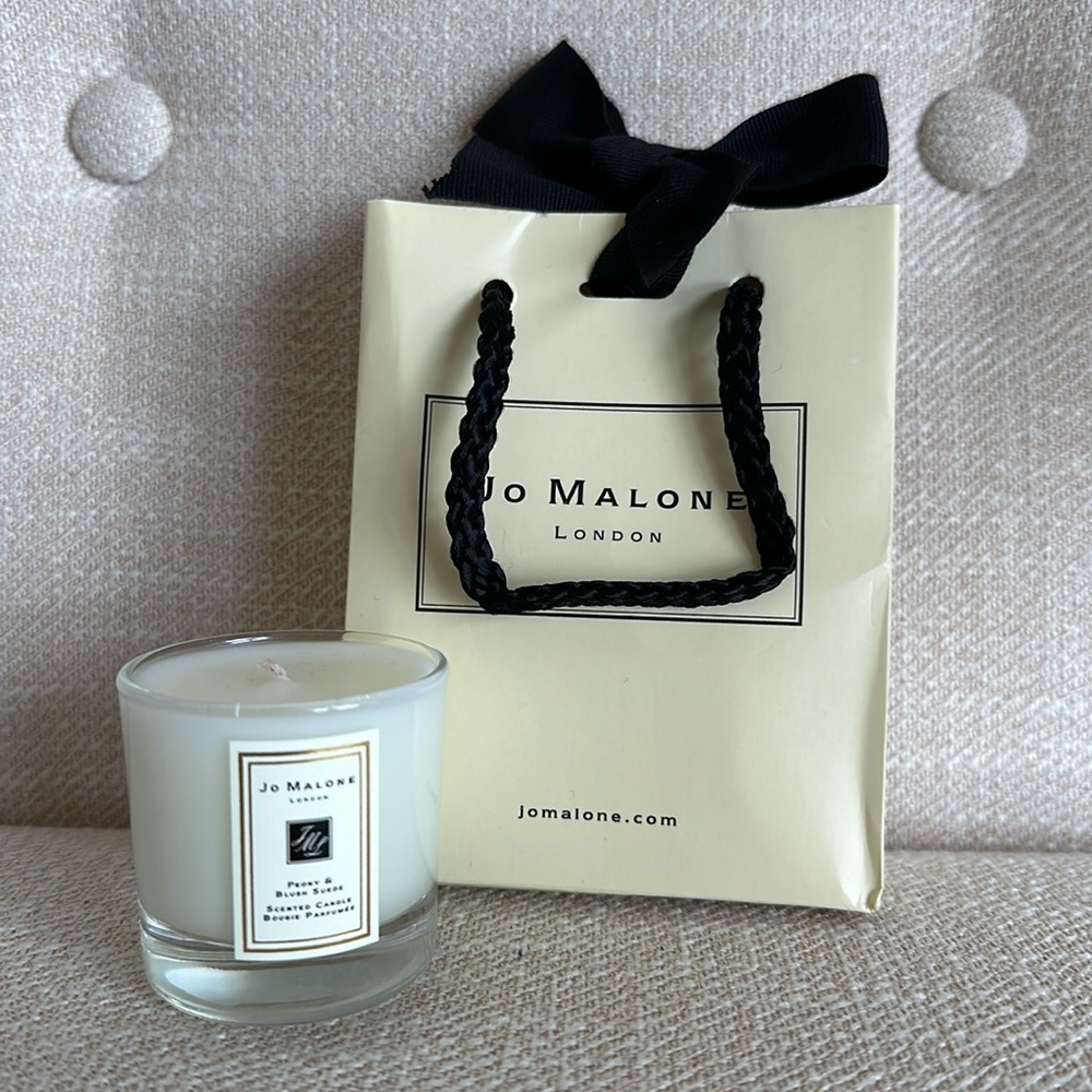 Jo Malone Peony & Blush Suede mini candle with small gift bag